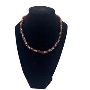 Rainbow Red Multicolor Crystal Beaded Magnetic Clasp Necklace